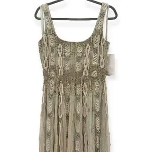 Mac Duggal | Dresses | Mac Duggal New Green Embellished Mesh Sleeveless  Scoop Neck Midi Dress 698 | Poshmark